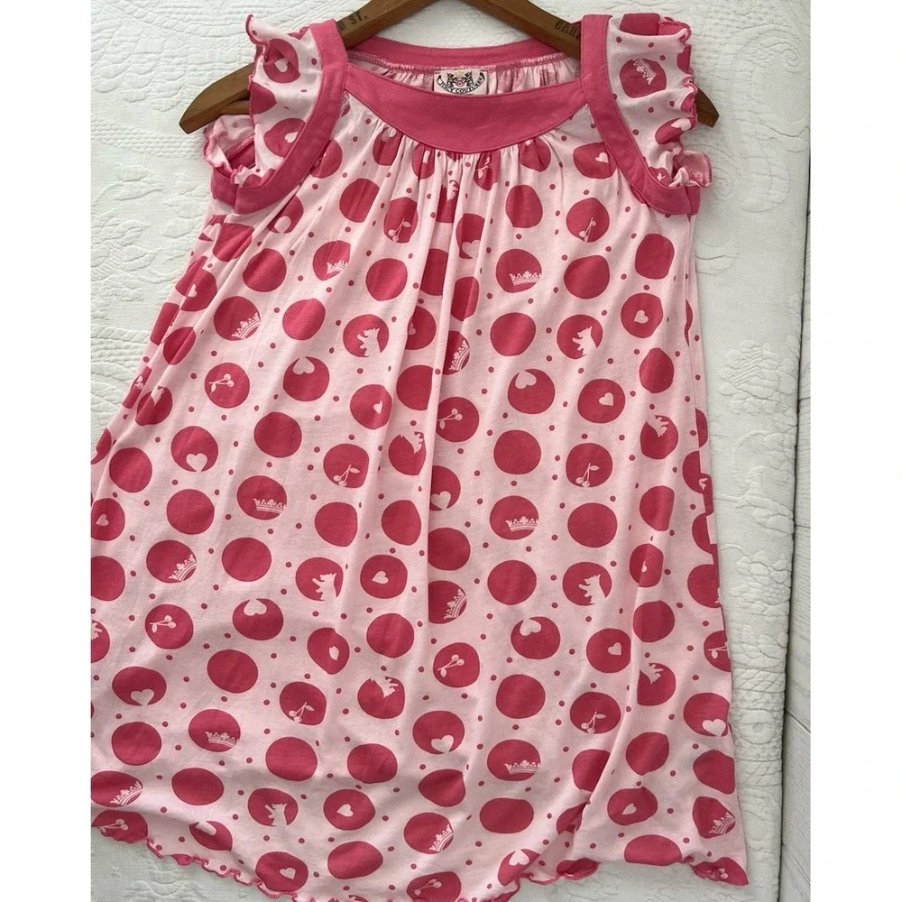 Vintage Juicy Couture Girl's Cotton Flutter Sleeve Dress Size 10 Cherry Crown